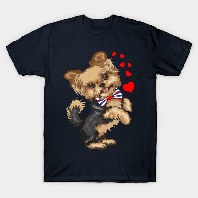 Yorkie Dog Partiotic Pup T-Shirt by tamdevo1